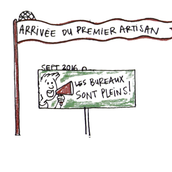 Arrivée du 1er artisan – bureaux pleins